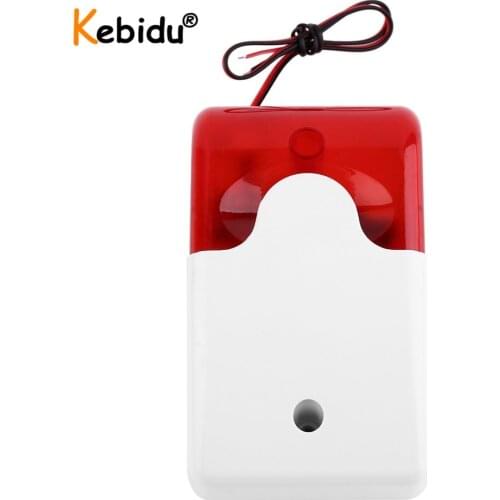 DC 12V Sound Alarm Strobe Flashing Red Light Sound Siren Home Security Alarm System 115dB For Anti-theft Alarm 103
