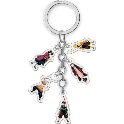 10pcs/lot Anime Kimetsu no Yaiba Kamado Tanjirou Nezuko Zenitsu Acrylic keychain keyring pendant toy gift