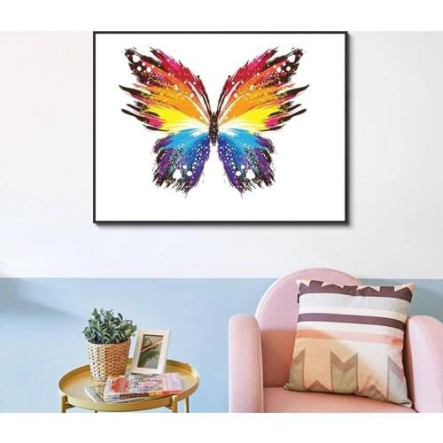 100% Hand Painted Oil Painting Large Size Canvas Wall Art Colorful Butterfly Picture For Living Room Bedroom Home Decoration