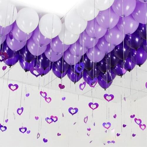 100pcs/Lot Heart Laser Sequined Rain Balloon Pendant Romantic Wedding Room Birthday Party Decorations Balloons Accessories