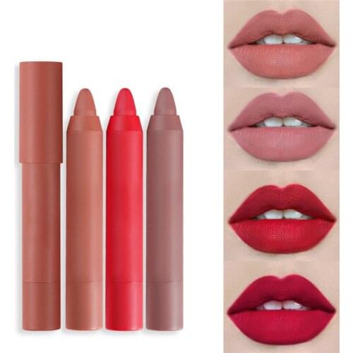 12 Colors Velvet Matte Lipsticks Pencil Waterproof Long Lasting Sexy Red Lip Stick on-Stick Cup Makeup Lip Tint Pen Cosmetic