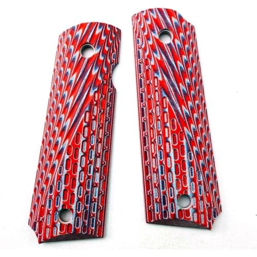 2Pieces NEW 1911 Full size Grips Patch Red G10 material Handle Grips Patch Custom Grips CNC Handle Grips