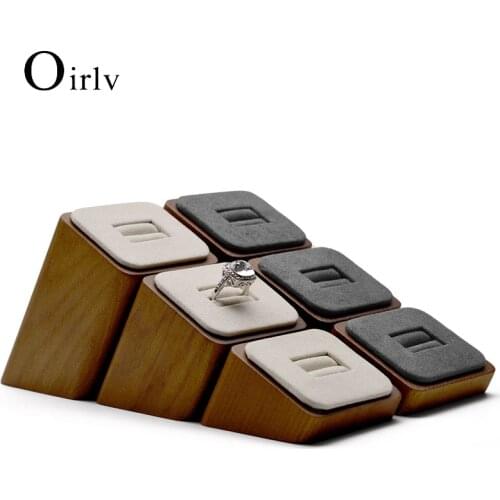 FANXI 3Pcs/Lot Wooden Jewelry Display Groove Ring Display with Sponge mats Jewelry Holder Support for Jewelry Shop