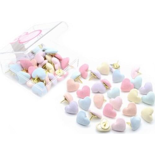 30pcs Heart Shaped Push Pin Decorative Pushpin Cork Board Safety Thumbtack Office Pin DIY Stationary Binding Supplies Wall Nail