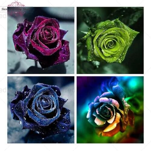 5D DIY Diamond Embroidery Rose Flower Full Diamond Painting Cross Stitch Kit Picture Of Rhinestone Wall Decoration Lover Gift