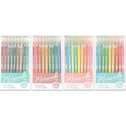 9Pcs Morandi Gray Multi Color Gel Ink Pens Vintage Marker Liner 0.5mm Ballpoint Stationery Gift Office School