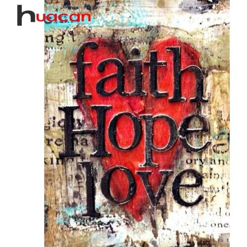Huacan 5D DIY Diamond Painting Text Rhinestones Full Diamond Mosaic Embroidery Love Decoration For Home