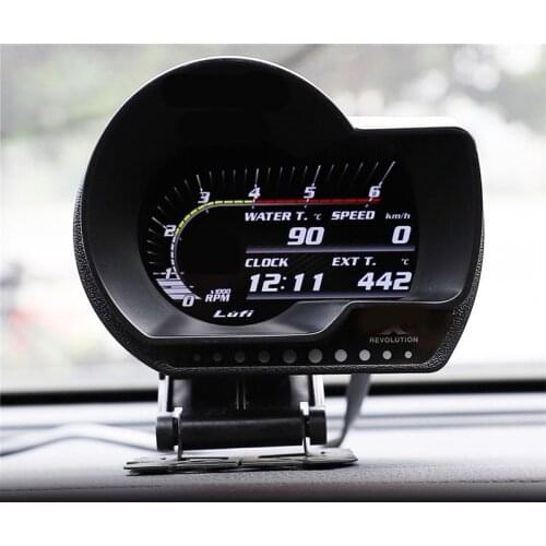 English Version Car OBD2 digital turbo boost oil pressure temperature gauge for Afr RPM Fuel level Speed EXT Oil Meter