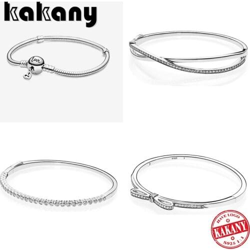 KAKANY Eternal Stone Inlaid Sparkling Bow Stackable Bracelet Bracelet for Women Silver 925 Jewelry Fashion Chic Lady Style