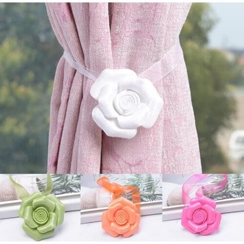 Flower Curtains Tieback Holder Accessories Clip Curtain Magnet Clip-style Rose Curtains Strap Buckle Bathroom Window Decorate