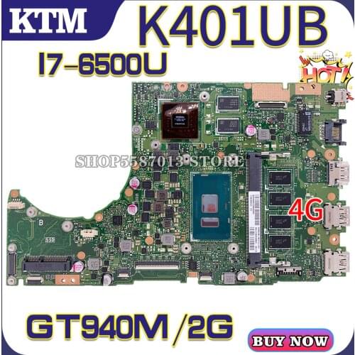 K401UQK for ASUS K401U K401UB K401UX A401U A400U K401UQ laptop motherboard mainboard test OK I7-6500U cpu GT940M/2G 100% test