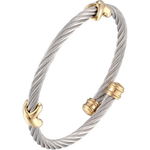 Hot Selling Stainless Steel Jewelry Classic Cross Buckle Twisted Wire Bracelet For Woman Bangle Love Party Gift Wholesale