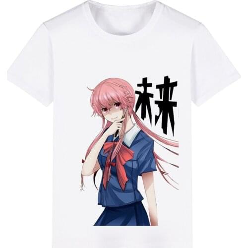 Future Diary Gasai Yuno Amano Yukiteru Cosplay Costume Adult Kids Child Short Sleeve T-shirt T shirt