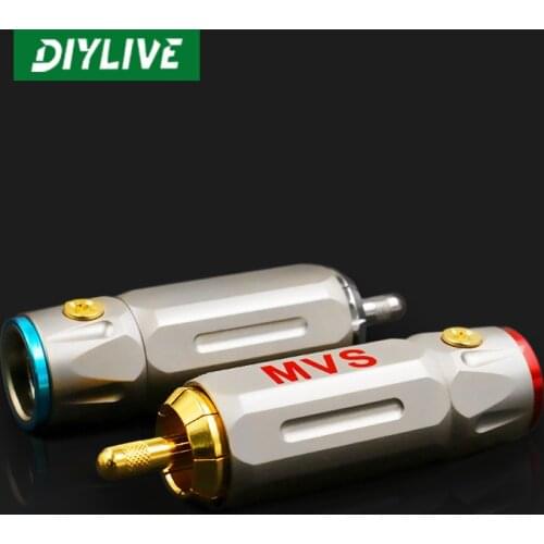 DIYLIVE RCA Copper Plug with Gold Plated Lotus Plug Signal Head Audio Head Self-Locking Terminal Audio Cable Plug
