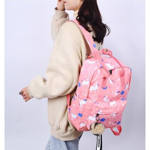 Cute Pig Print Women Backpack Female Casual Large Capacity Rucksack Teenage Girls Shoulder Schoolbag
