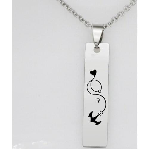 Fashion heart link with anchor pendant semicolon stainless steel jewelry friend gift gift for girl friend necklace N498-1