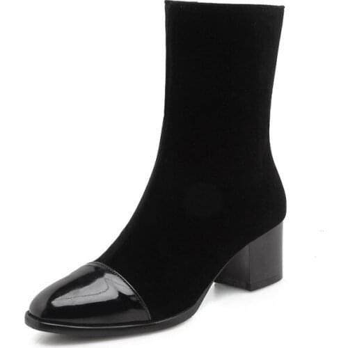 Big Size Fashion of boots in side zipper with European and American wind-tip color matching