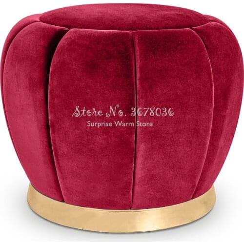 Fashion Velet Makeup Stool Round Pouf Sofa Ottoman Creativity Change Shoe Stools Home Small Bench Comfortable 38x40cm