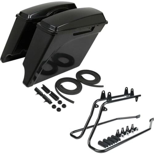 Motorcycle 5" Extended Saddlebag & Conversion Bracket For Harley Softail Fat Boy Heritage Custom 1986-2013 2012