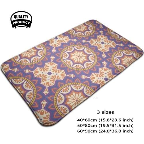 Orange And Purple Mandala 3D Soft Non-Slip Mat Rug Carpet Cushion Background Pattern Vintage Gold Islamic Mandala Luxury Black