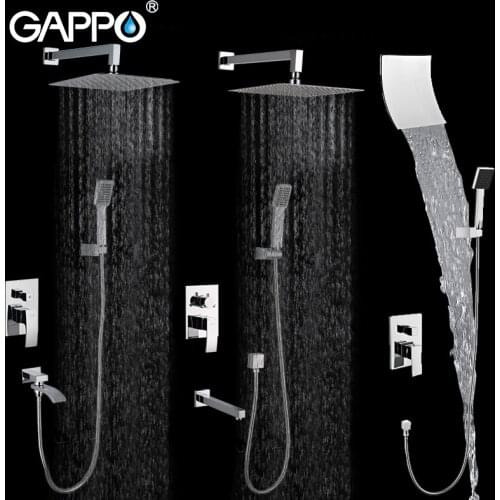 GAPPO Wall bathroom shower system set bronze rainfall shower faucet chrome bathtub faucet tap waterfall head Bath Shower GA7102