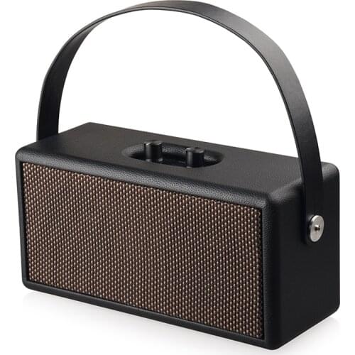 New Bluetooth Speakers Outdoor Portable Speaker Wireless Dual Horn Stereo Music Player Wooden Imitation Leather Retro Speaker