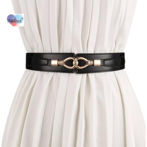 Nuleez Dress Belt Women Cummerbunds Split Leather Fashion Accessory for Girls Shinning Patent leather