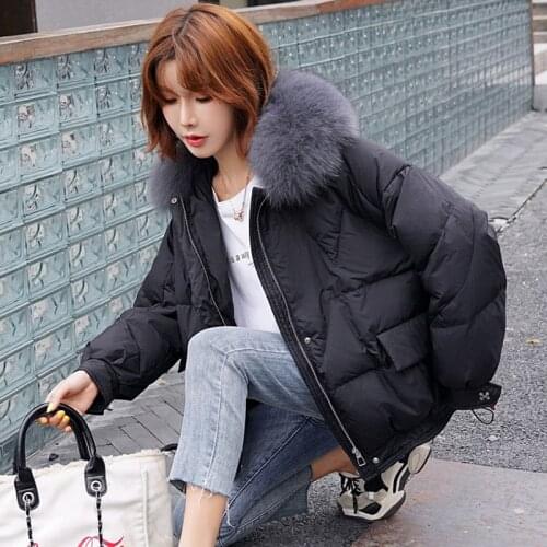 SEDUTMO Winter Fur Collar Duck Down Coat Women Short Oversize Parkas Autumn Fashion Slim Warm Basic Jackets ED1393