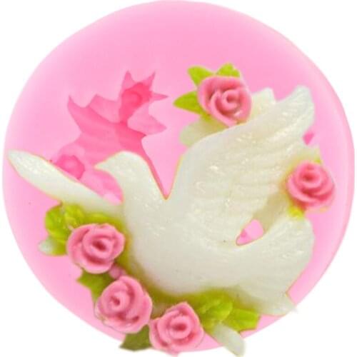 Peace Dove Silicone Mold Flower Fondant Cake Border Decorating Tools DIY Party Candy Clay Molds Chocolate Gumpaste Moulds