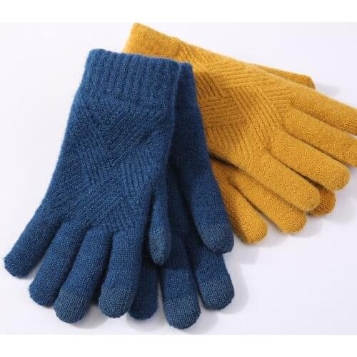 TJ-TianJun Fashion Womens Winter Autumn Knitting Touch Screen Gloves Couples' Plush and Thick Cold Proof Warm Cycling Mittens