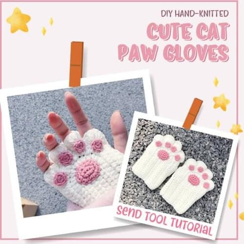 Cats paw gloves DIY hand woven material Knitting wool Autumn and winter gloves Girlhood Lovely style gifts for girls