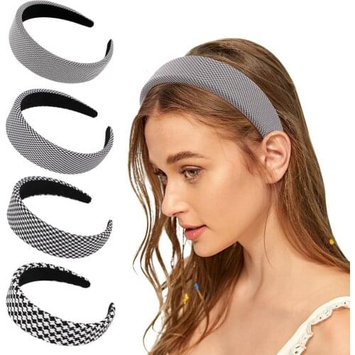 Houndstooth Hairbands Turban Padded Sponge Headband Bezel For Women Girls Fashion Hair Band Hoops Hair Accessories Headwear
