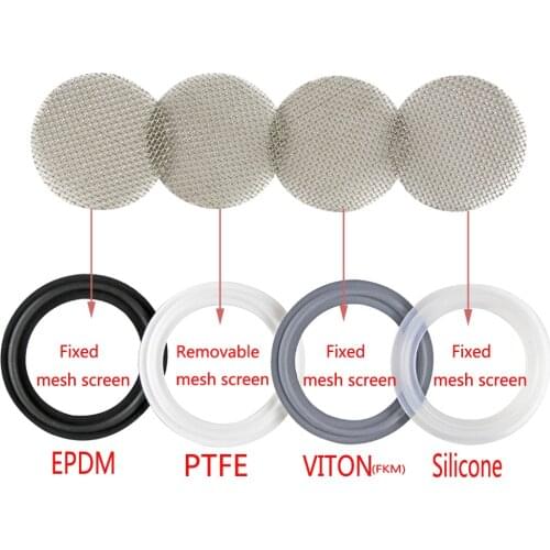Food grade Silicone EPDM FKM PTEF gasket with mesh screen gasket support filter plate - tri clamp sanitary filter gasket ring