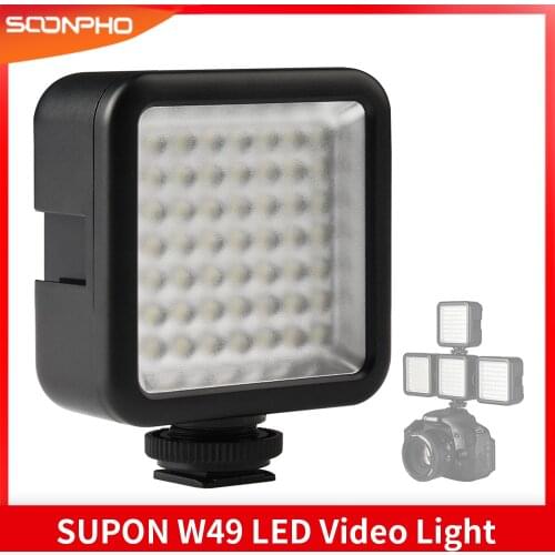 SUPON W49 LED Video Light Photo Lighting on Camera Hot Shoe LED Lamp for Phone Camcorder Canon Nikon DSLR