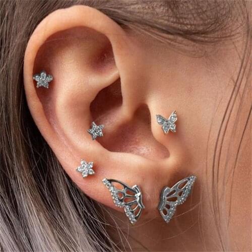 Stainless Steel Earrings Butterfly Goblincore Cute for Women Korean Fashion Gothic Accessories Vintage Piercing Jewelry Luxury