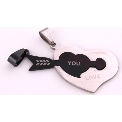 Stainless steel Ladies piercing heart LOVE YOU pendant