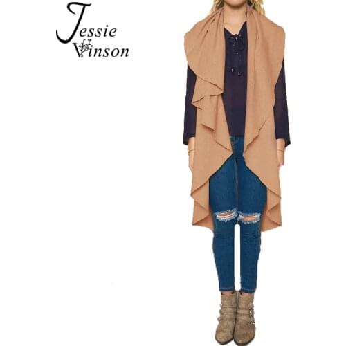 Jessie Vinson Women Woolen Waistcoat Autumn Winter Irregular Hem Sleeveless Cardigan Asymmetrical Lapel Loose Vest Jacket Coat