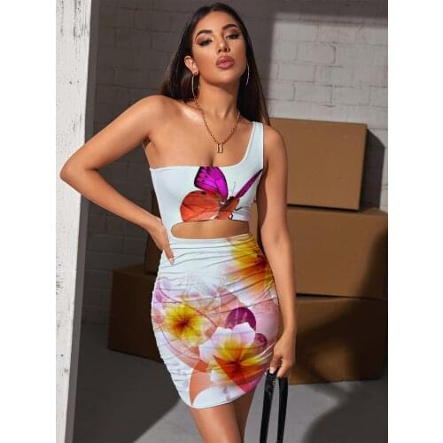Giyu Brand Butterfly Dress Women Animal Halter Sleeveless Flower Hollow out Dresses Colorful Pleating Womens Clothing Plus Size
