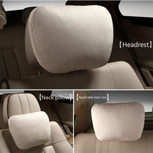 1Pc General Motors Neck Suede Fabric Pillow Headrest Seat Cushion Support Auto Accessories Interior Super Soft Car Travel Pillow