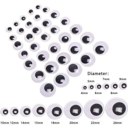 100pcs Plastic Black Doll Eyes Not Self Adhesive Dinosaur Eyes Eyeball Scrapbook Wiggly Eyes Stuffed Plush Dolls DIY Accessory