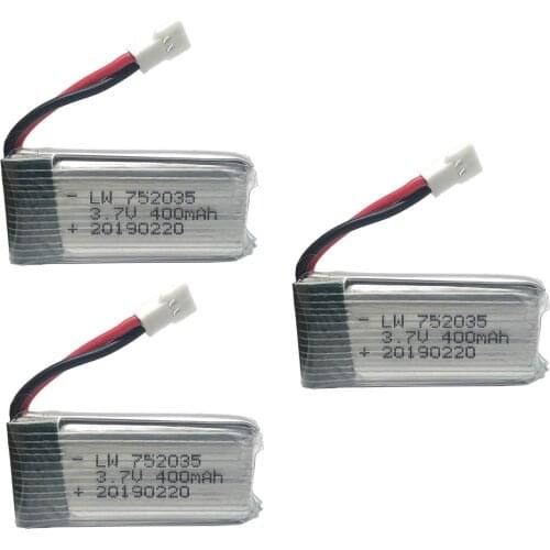 3pcs/set 3.7V 400mah 30c Lipo Battery For H107 H31 KY101 E33C E33 U816A V252 H6C 25C RC Quadcopter 752035 30C Lipo Battery 3.7V