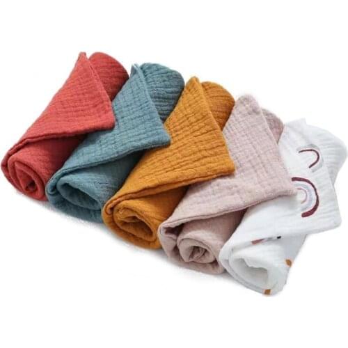 5 Pcs Baby Facecloth Baby Bath Towel Handkerchief Cotton Burp Cloth Soft Absorbent Gauze Kindergarten Washcloth Y1QF