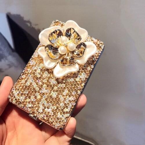 Shiny Pearl Petals Crystal Diamond Ladies Cigarette Case Stick Drill Ultra-thin Metal Portable Trumpet Cigarette Box Love Gifts