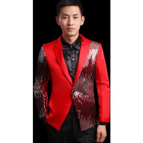 Sequins blazer men formal dress latest coat pant designs slim suit men trouser marriage wedding suits for mens red fashion