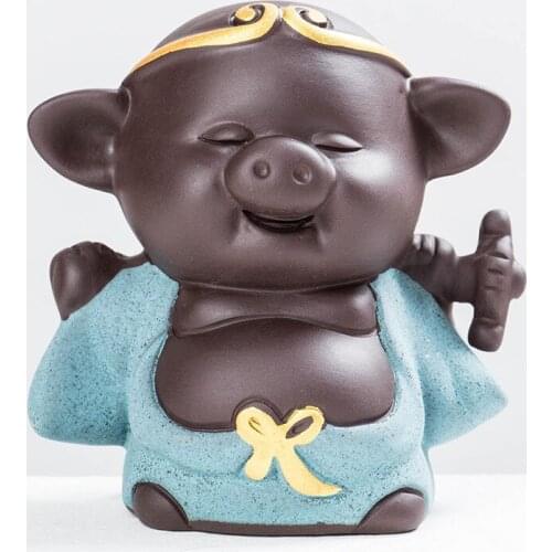 Tea Ornaments Cute Pig Boutique Purple Sand Tea Play Can Raise Creative Craft Tea Worm Remote Pig Kung Fu Tea Pet Home Decor