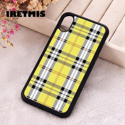 Iretmis 5 5S SE 2020 phone cover cases for iphone 6 6S 7 8 Plus X Xs XR 11 12 MINI Pro Max Soft Silicone TPU Yellow Plaid