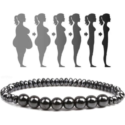 Black Cool Magnetic Slimming Bracelet Beads Hematite Stone Therapy Health Care Magnet Beads Bracelet Pulsera Hombre