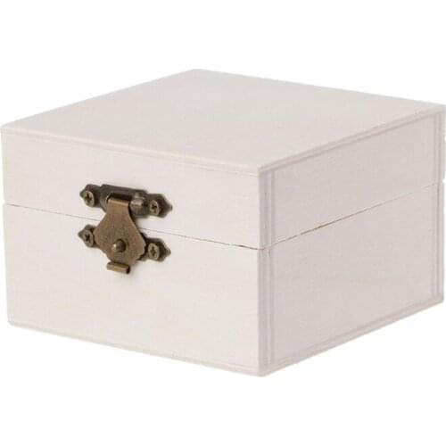Wooden Square Jewelry Storage Box Wood Base Crafts Case Art Decor Kids DIY Toys F19B