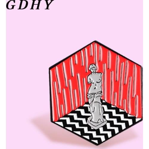 GDHY Venus Art Statue Enamel Pins Space art Twin peaks Pins Ancient Greek Mythology Metal Brooches Badges Women Pins Gift Spille