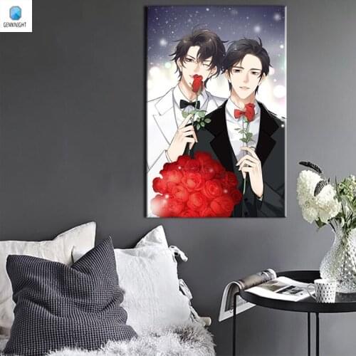 Oil painting by numbers handsome boy diy digital painting by Modern anime framed wall art modular painting home decor